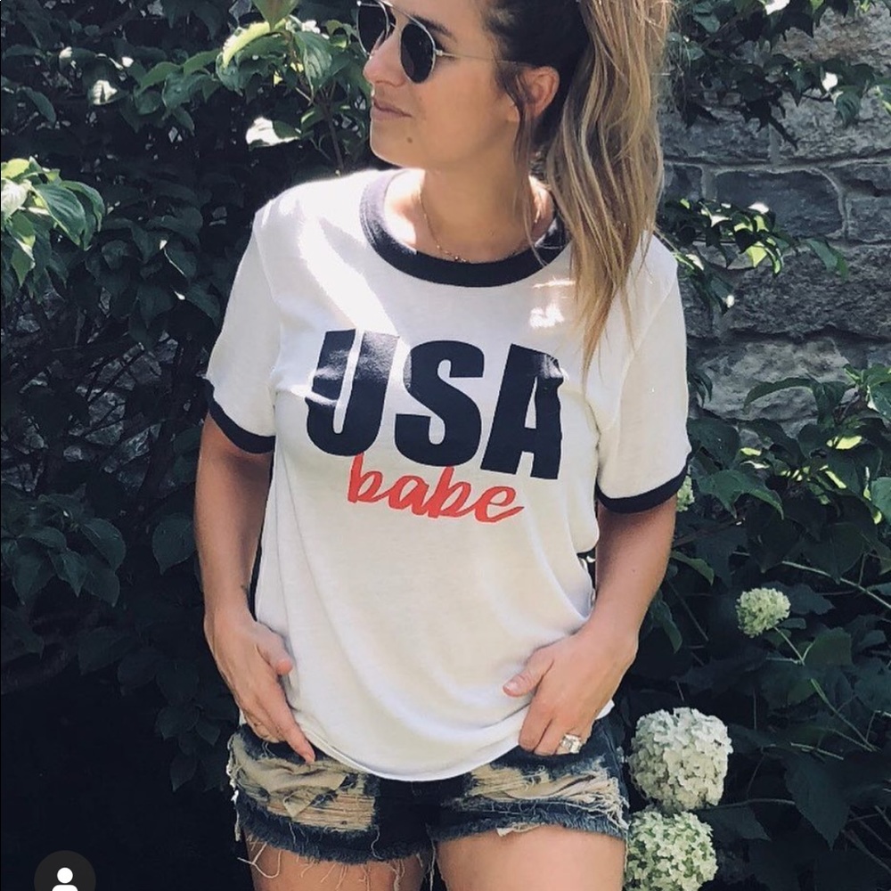 Kittenish USA babe t shirt in white